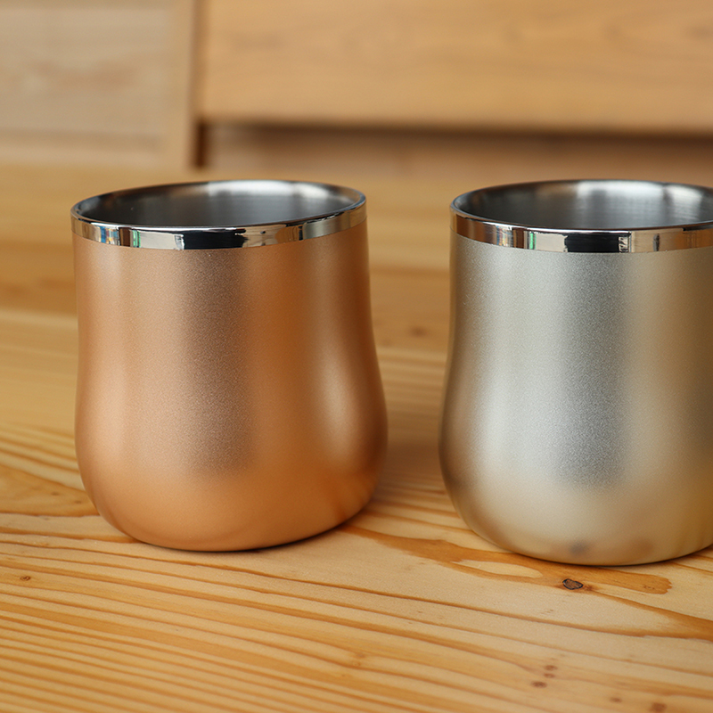 18-8ステンレス二重構造エレガンスdxフリーカップペア / シャンパンシルバー&シャンパンゴールド