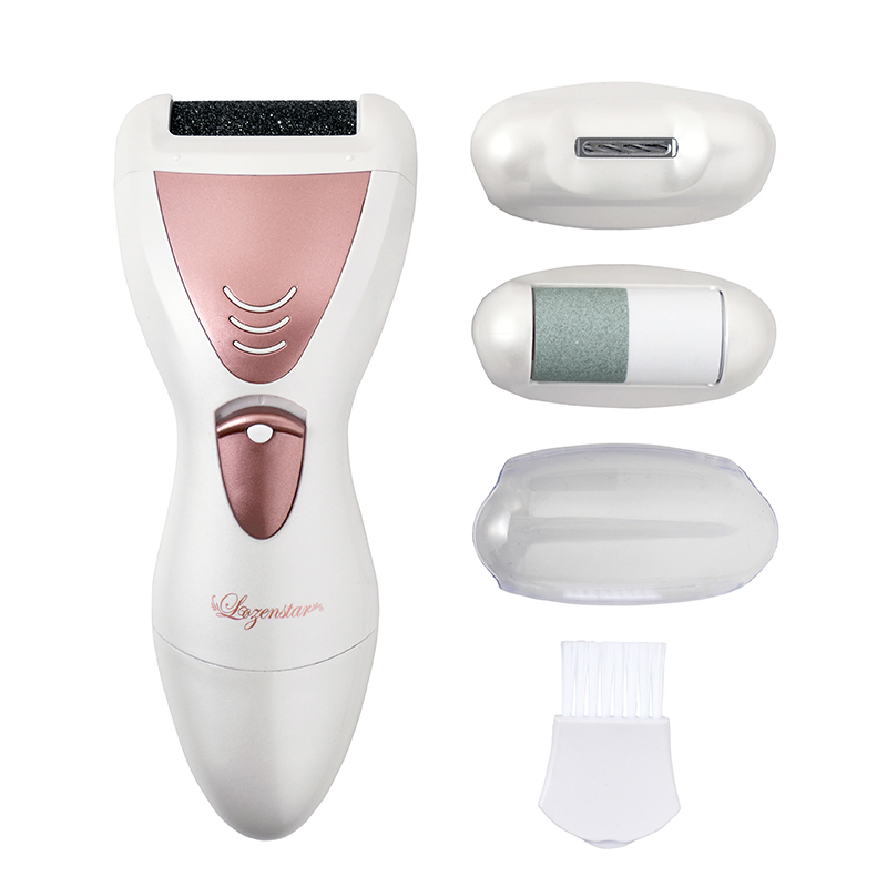 LOZENSTAR 電動爪削り&角質ケアローラー 替ヘッド付 / ホワイト・ピンクゴールド