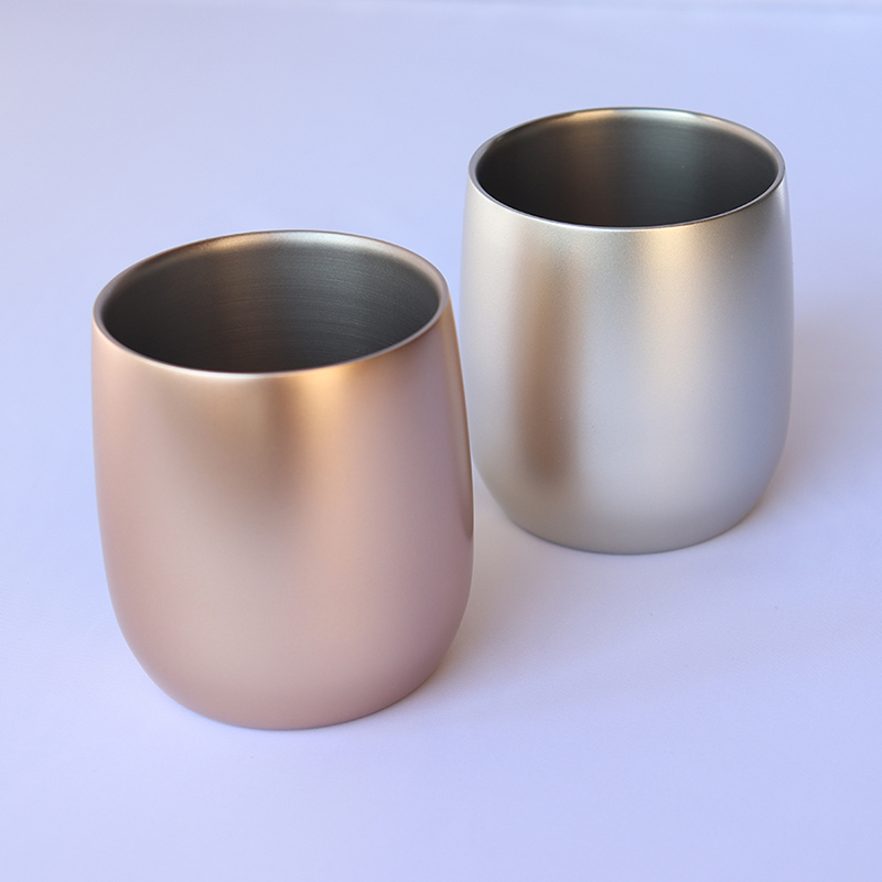 18-8ステンレス二重構造エレガンスフリータンブラーペア / シャンパンシルバー&シャンパンゴールド