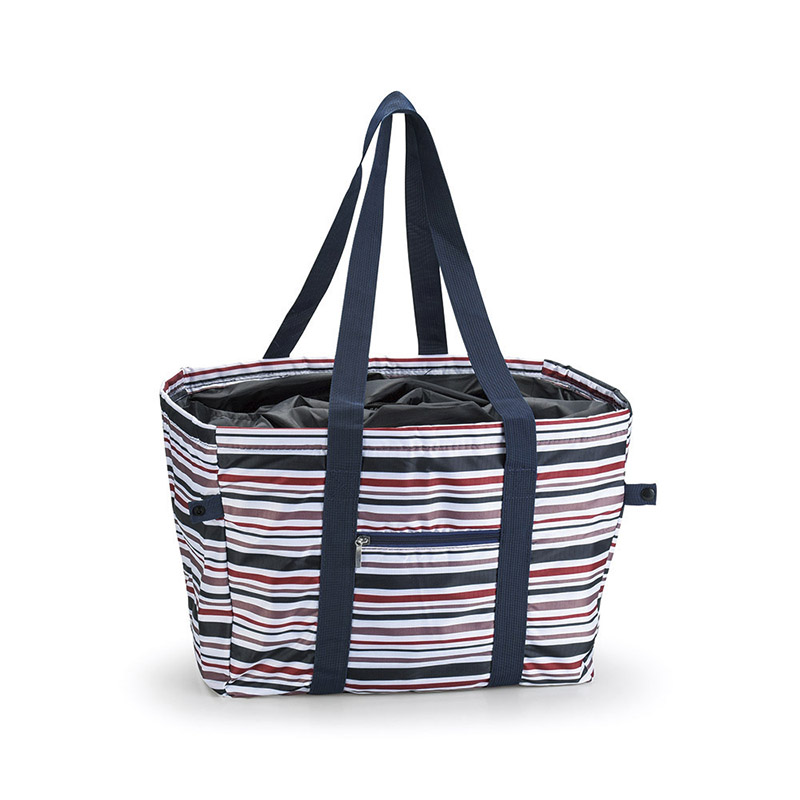 たくさん入る肩掛けできる保冷買い物かごバッグ(ボーダー)